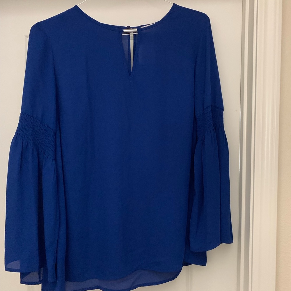 Michael Kors Women’s Royal Blue Bell Sleeve Blouse